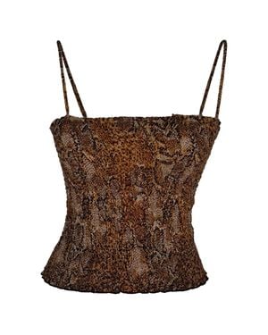 Nanushka Matea Shirred Top - Brown