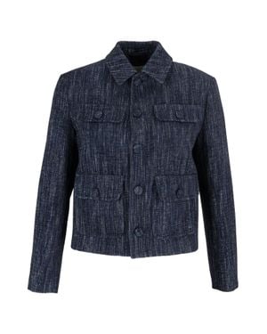 Circolo 1901 Cropped Textured Cotton Jacket - Blue