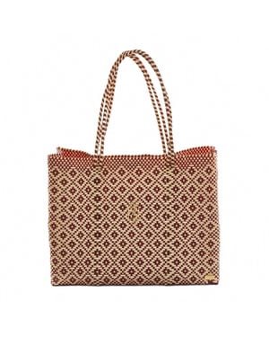 Lolas Bag Travel Handmade Aztec Tote Bag With Clutch - Brown