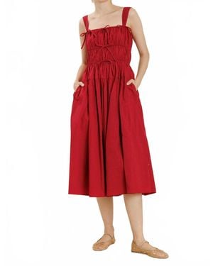 AUREUM Midi Bow Dress - Red