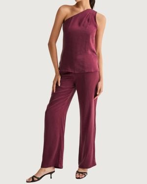 Crescent Straight Leg Cupro Pants - Red