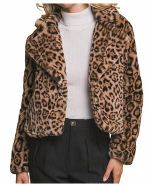 Love Tree Faux Fur Cropped Jacket - Black