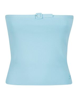 Courreges Strapless Knit Bustier Top - Blue