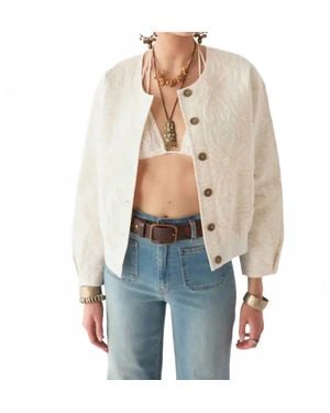 MAISON HOTEL Boticcelli Vrew Neck Button Down Jacket - White