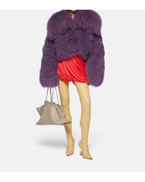 The Attico Mongolia Fur Bomber Jacket - Red