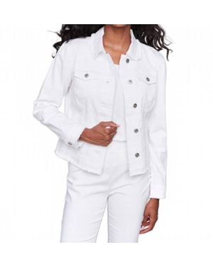Charlie b Twill Jean Jacket With Frayed Edges - White