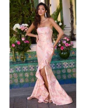 Ava Presley Strapless Brocade Dress - Green
