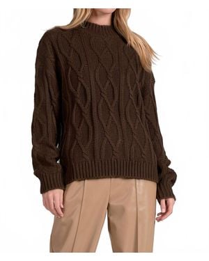 Elan Crewneck Cable Knit Sweater - Brown