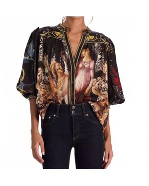 Alice + Olivia Cora Button Down Blouse - Black