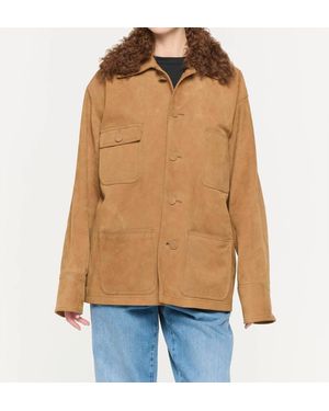 Plan C Collared Leather Jacket - Orange