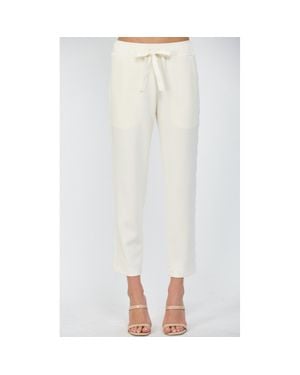 Fate Stanton Contrast Satin Trim Detail Lounge Pants - White