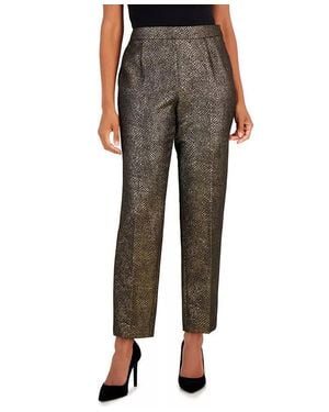 Kasper Metallic Pants Snakeskin Mid Rise Slim-Fit Fts1202 - Black