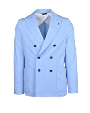 Berry & Brian Unlined Double-Breasted Jacket - Blue
