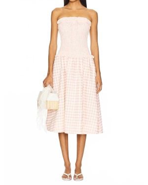 For Love & Lemons Petal Gingham Midi Dress - Pink