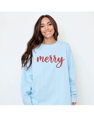 Simply Sage Market Embroidered Merry Cursive - Blue