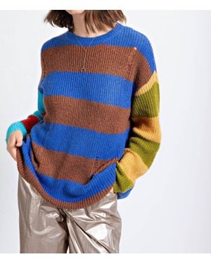 Easel Journey Color Blocked Sweater - Blue
