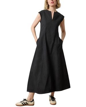 Lilla P Twill Princess Seam Maxi Dress - Black