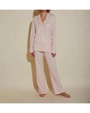 Cosabella Bella Petite Long Sleeve Top & Pant Pajama Set - Natural