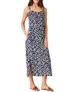 NIC+ZOE Angles Linen-Blend Dress - Blue