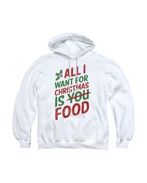 Gildan All I Want For Christmas Is Food Adult Pullover Hoodie - White