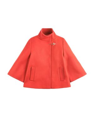 Fay Decorative Clasp Flowing Sleeve Cape - Red
