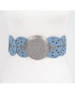 3AM by H & D Accessories Light Denim Concho Belt - Blue
