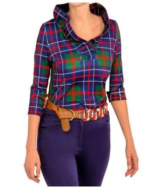 Gretchen Scott Stand Up Ruffle Neck Top - Blue