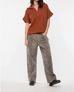 Wishlist Half-Zip Pullover Western Sweater - Brown