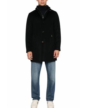 Moorer Mid Length Wool Coat - Black