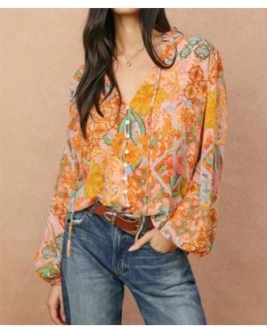 Dress Forum Paisley Print Balloon Sleeve Blouse - Orange
