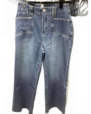 Eesome Straight Leg Raw Hem Jeans - Blue