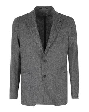 Tagliatore Spina Houndstooth Herringbone Virgin Wool Blazer - Gray