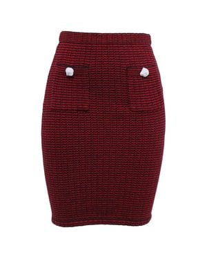 Self-Portrait Knitted Mini Fitted Skirt - Red