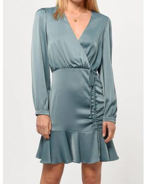 Greylin Joanne Ruched Satin Dress - Blue