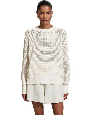 Varley Kershaw Sweater Egret Cotton Crew Neck Long Sleeve Erk695 - White