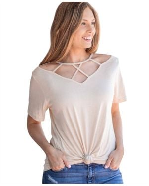 Grace + Emma Vineyard Day Caged Neckline Tee - White