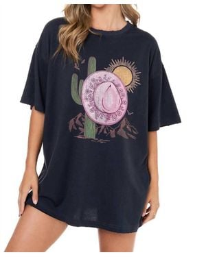 Zutter Out West Cowgirl Graphic Tee Top - Blue