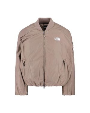 The North Face Padded Bomber Jacket With Shawl Collar And Ribbed Trimming - Brown