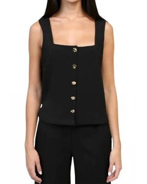 An'ge Kuba Square Neck Top - Black