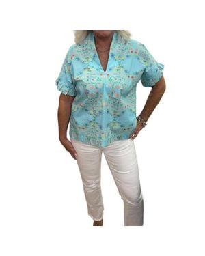 Brooke Wright Kimono Pleat Embroidery - Blue
