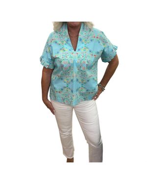 Brooke Wright Kimono Pleat Embroidery - Blue
