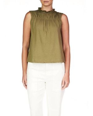Sanctuary Sleeveless Shirred Top - Green