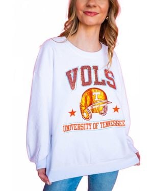 Queen Of Sparkles Licensed Ut Vols Baseball Helmet Sweatshirt - White
