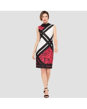 Joseph Ribkoff Rose And Grid Print Dress - Red