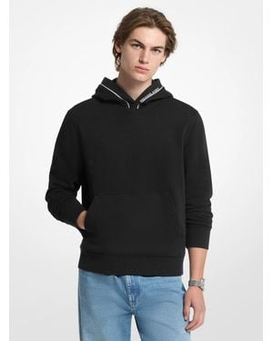 Michael Kors Logo Trim Cotton Blend Terry Hoodie - Black