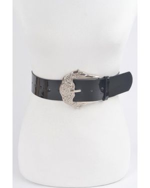 Fashnzfab Metal Buckle Enamel Belt - Gray