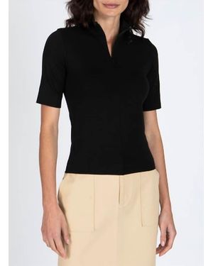 ATM Pima Cotton Zip Front Top - Black