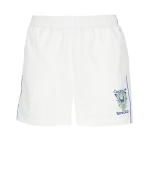 CASABLANCA Tffeta Silk Bermuda Shorts - White