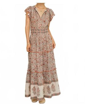M.A.B.E Della Print Maxi Dress - Brown
