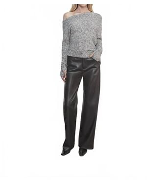 Enza Costa Leather Straight Leg Pant - Gray